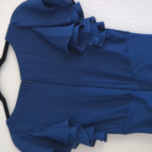 🍋✨ NWT Abercrombie blue v-neck flutter sleeve maxi dress size S - Picture 7 of 7